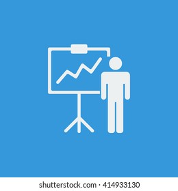 Vector illustration of Presentation sign icon on blue background.