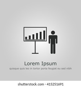 Vector illustration of Presentation sign icon on grey background.