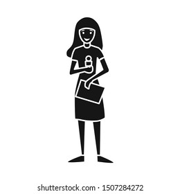 Vector illustration of presenter and mic symbol. Graphic of presenter and woman vector icon for stock.
