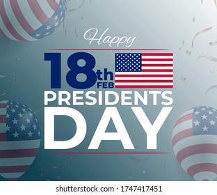 vector illustration for president day banner/poster/flyer  with american flag, balloon and confetti 