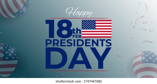 vector illustration for president day banner/poster/flyer  with american flag, balloon and confetti 