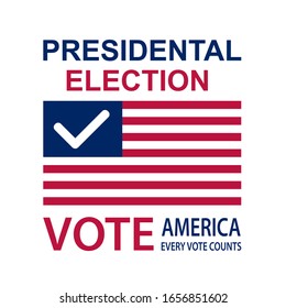 Vector illustration. Presidential Election 2020 in United States. Vote day, November 3 . Patriotic american element.  For poster, card, banner and background. 