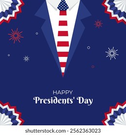 Vector illustration of Presidents' Day social media template