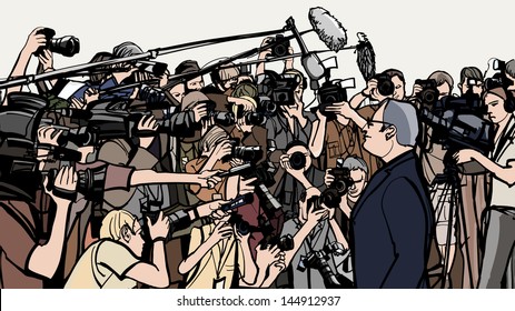 Vector illustration of a press conference