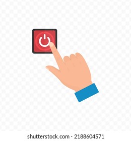 Vector illustration of press the power button. Colored vector for website design .Simple design on transparent background (PNG).