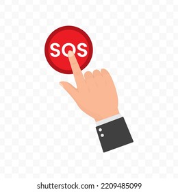 Vector illustration of press the SOS button icon sign and symbol. colored icons for website design .Simple design on transparent background (PNG).