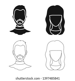 Vector illustration  pressional and photo symbol. Set  pressional and prile stock vector illustration.