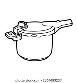 Vector illustration of pressure cooker isolated for coloring on white background