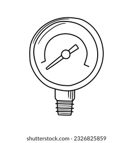 Vector illustration of a pressure gauge in doodle style. Linear measuring device. metrological instrument. World Metrology Day.