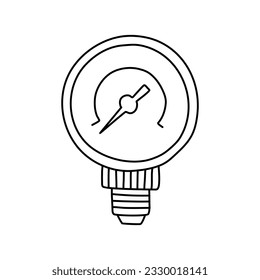Vector illustration of a pressure gauge in doodle style. Linear measuring device. metrological instrument. World Metrology Day.