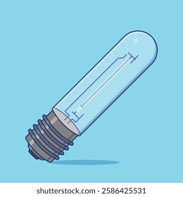 Vector Illustration of a Pressure Lamp with a Screw Base and Clear Glass on a Light Blue Background.