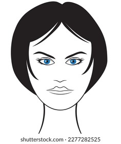 Vector illustration of a pretty blue eyed woman looking toward the viewer