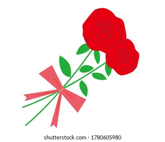 Vector illustration of a pretty rose　. Bouquet of red roses