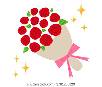 Vector illustration of a pretty rose　. Bouquet of red roses
