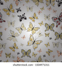 Vector illustration. Pretty vector butterfly with spring palette for child. Watercolor colors butterflies isolated on white, black and beige background. In vintage style.