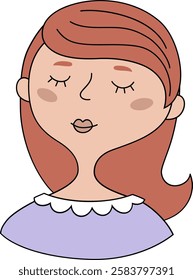 Vector illustration a pretty girl. Cartoon portrait of character.