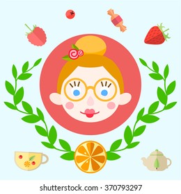 vector illustration PRETTY GIRL IN A FLAT STYLE