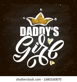 Vector illustration of Pretty Girl text for girls clothes. Daddy‘s Girl badge, tag, icon. T-shirt design, card, banner template. Mommy‘s Girl calligraphy background. Little Girl lettering typography