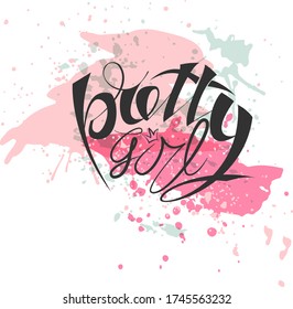 Vector illustration of Pretty Girl text for girls clothes. Daddy‘s Girl badge, tag, icon. T-shirt design, card, banner template. Mommy‘s Girl calligraphy background.