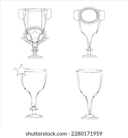 Ilustración vectorial de bonitos vasos para vino y champán