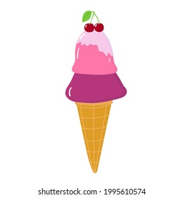 Vector illustration with pretty ice cream. Ideal for posters, greeting cards, prints for clothes, notebooks, mugs, for stickers, banners, booklets, posts, icons.