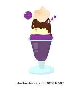 Vector illustration with pretty ice cream. Ideal for posters, greeting cards, prints for clothes, notebooks, mugs, for stickers, banners, booklets, posts, icons.