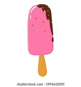 Ilustración vectorial con un bonito helado. Ideal para carteles, tarjetas de felicitación, impresiones para ropa, cuadernos, tazas, para pegatinas, carteles, folletos, entradas, iconos.