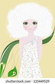 Vector illustration of pretty little girl