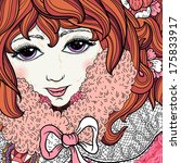 vector illustration of a pretty redhead girl 