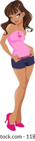 Vector illustration of a pretty woman wearing a summer outfit.