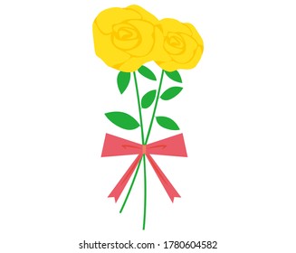 Vector illustration of a pretty rose　. 
Yellow rose
