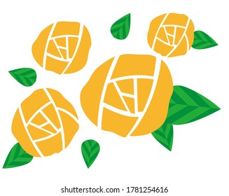 Vector illustration of a pretty rose　. 
Yellow rose