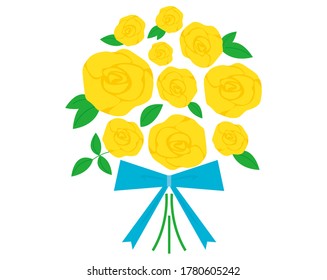 Vector illustration of a pretty rose　.　Bouquet of yellow roses 