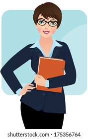 Vector Illustration Pretty Young Business Woman Stock Vector (Royalty ...