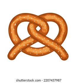 Vector illustration of a pretzel. Delicious German bread cake. Isolated on a white background. Great for bakery cake logo