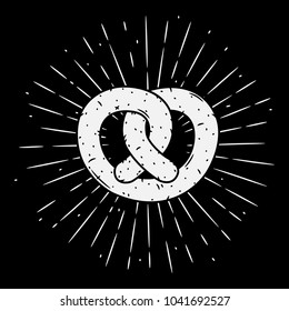 Vector illustration with Pretzel and divergent rays. Used for poster, banner, web, t-shirt print, bag print, badges, flyer, logo design and more. 