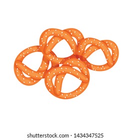 Vector illustration of pretzel and soft symbol. Collection of pretzel and sweet vector icon for stock.