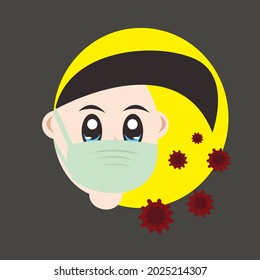 Ilustración vectorial de la prevención del virus covid-19 mediante el uso de una máscara, perfecta para libros de salud y revistas, para ilustraciones sobre camisetas, bolsas, chaquetas y otros fines comerciales.