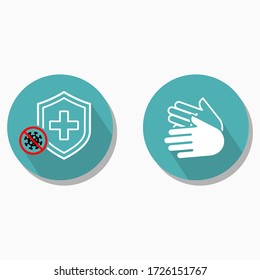Vector illustration of prevention against bacteria, viruses, flu, coronavirus, by hand washing as a concept of hygiene and disinfection
