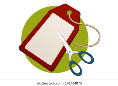 vector illustration of price label cut with scissors