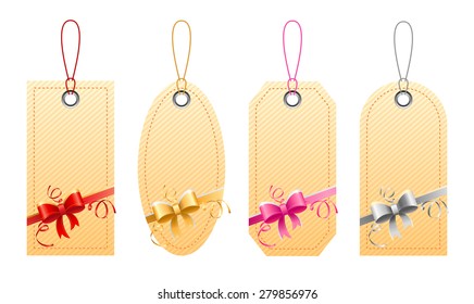  Vector illustration of price tags with bows. Used transparency and blending mode.