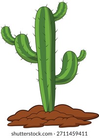 Ilustración vectorial de un nopal en una olla decorativa, estilo plano, sobre un fondo blanco, concepto de plantas caseras. Ilustración vectorial
