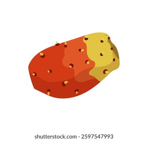 Vector illustration of a prickly pear fruit with orange and yellow tones on a white background.