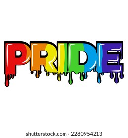 vector illustration of pride inscription icon with rainbow colors