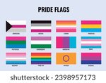 Vector illustration of pride lgbt flags.
