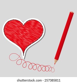 Vector illustration primed heart and pencil.