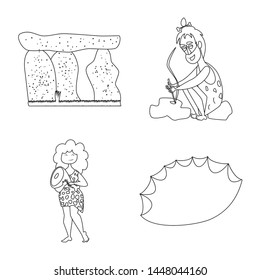 Vector illustration of primitive and archeology icon. Set of primitive and history stock vector illustration.