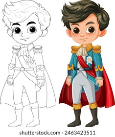 Vector illustration of a prince, colored and outlined