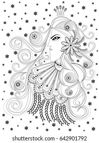Vector illustration of Prince with flowers in zentangle style.