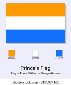 Vector Illustration of Prince's Flag isolated on light blue background. Illustration Prince's Flag with Color Codes. As close as possible to the original. ready to use, easy to edit. 
